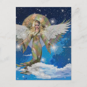 Angel Moon Wings Beautiful Fantasy Kunst Postkarte