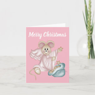 Angel Mouse mit einer Tasche Sterne Weihnachten Karte