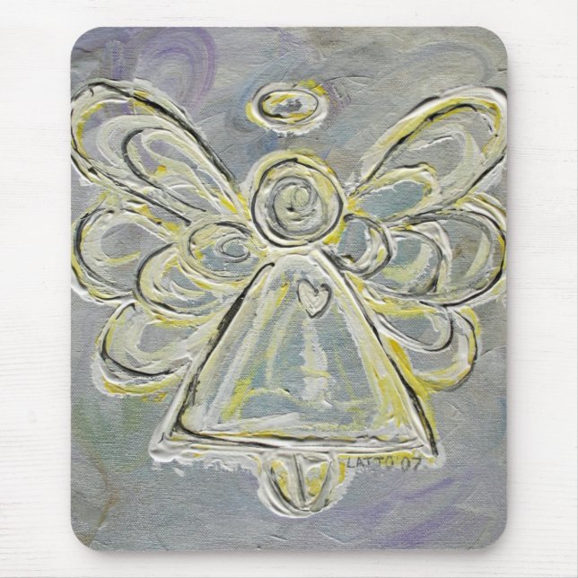 Angel Mousepad, weißer und silberer Lichtwächter Mousepad (Vorne)