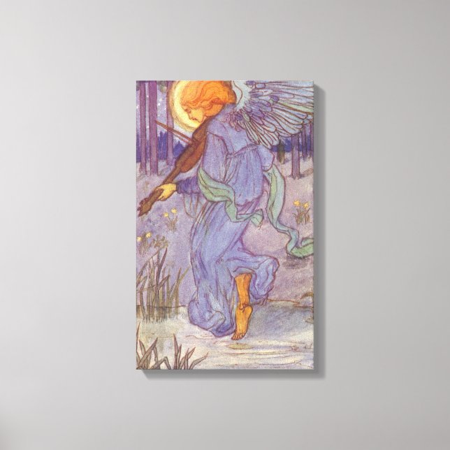 Angel Musician Violine spielen, Vintage Musik Leinwanddruck (Vorderseite)