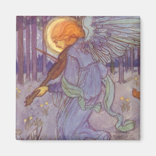 Angel Musician Violine spielen, Vintage Musik Magnet (Vorne)