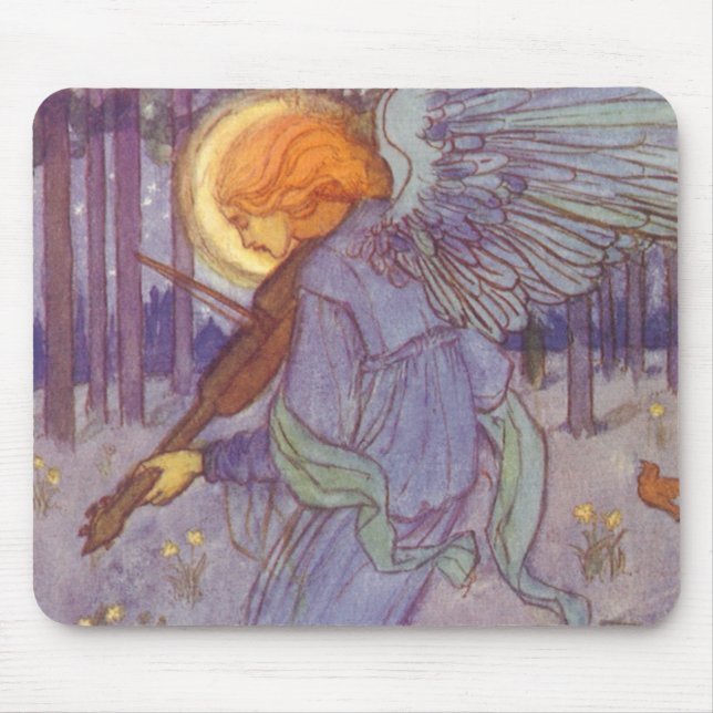 Angel Musician Violine spielen, Vintage Musik Mousepad (Vorne)