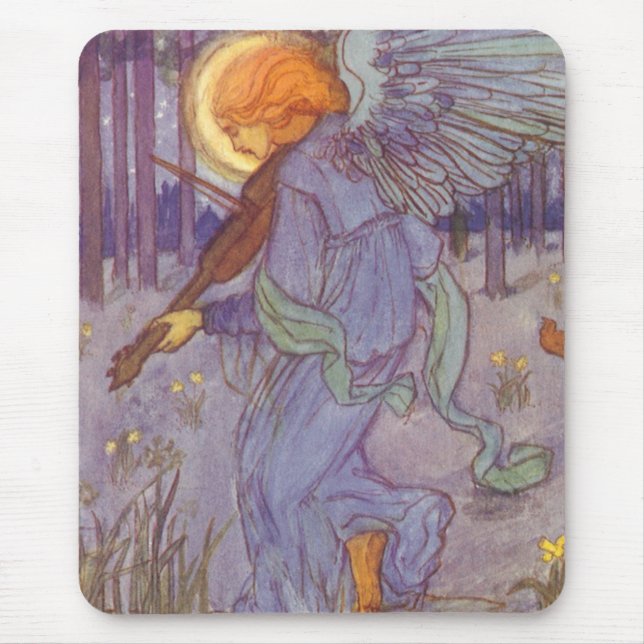 Angel Musician Violine spielen, Vintage Musik Mousepad (Vorne)