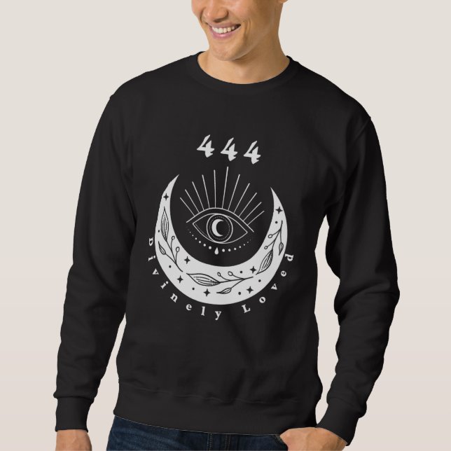 Angel Number 444 Divinely Loved The Eye Moon Sweatshirt (Vorderseite)