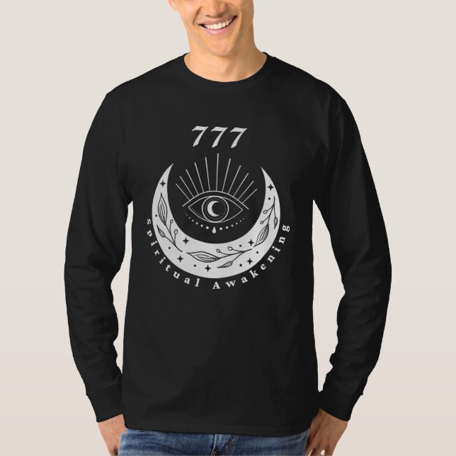 Angel Number 777 Spiritual Awakening The Eye Moon T-Shirt (Vorderseite)