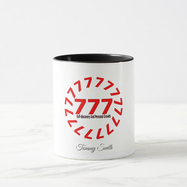 Angel Number 77 - Luck & Spirituelles Erwachen Tasse (Zentrum)