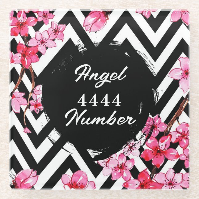 Angel Nummer "4444" Glasuntersetzer (Vorderseite)