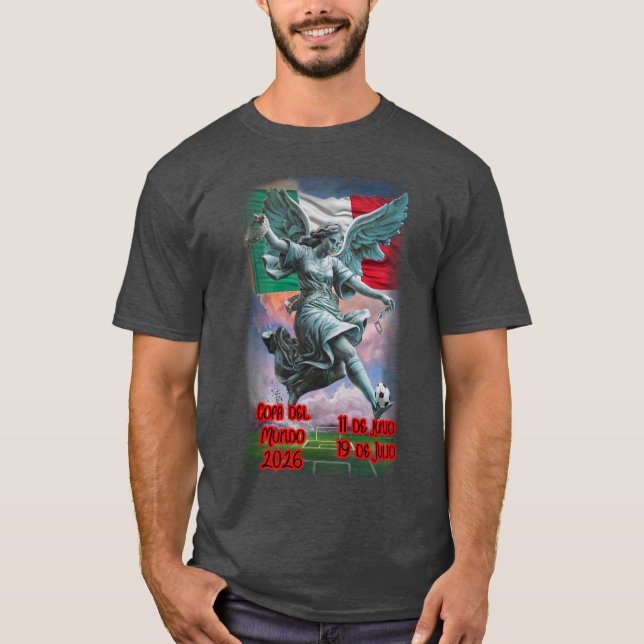 Angel of Independence plays Soccer on a Grey T-Shirt (Vorderseite)