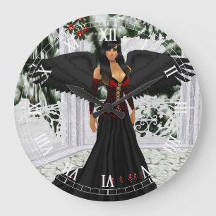 Angel Of The Dark Roman Numeral Clock Große Wanduhr