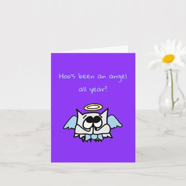 Angel Ollie, die Weihnachtskarte der Eule Karte (Kleine Pflanze)