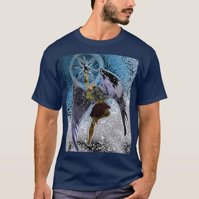 Angel on Blue  Airbrush V1 T-Shirt (Vorderseite)