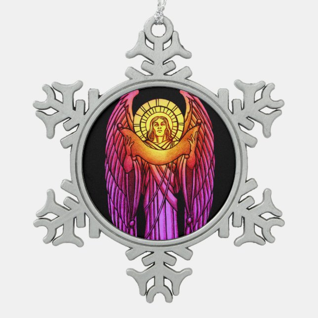 Angel-Ornament aus Hartglas Schneeflocken Zinn-Ornament (Vorderseite)