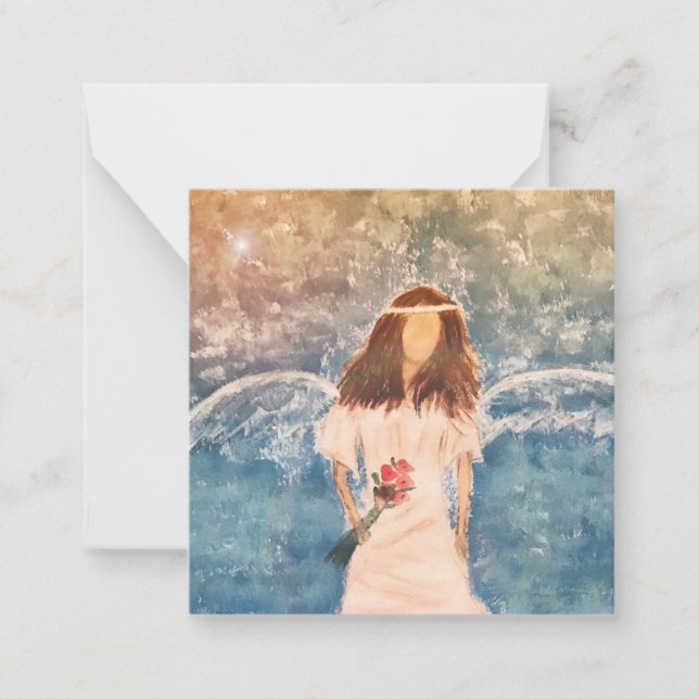 Angel painting mini notecard 2,5" mitteilungskarte (Vorderseite)