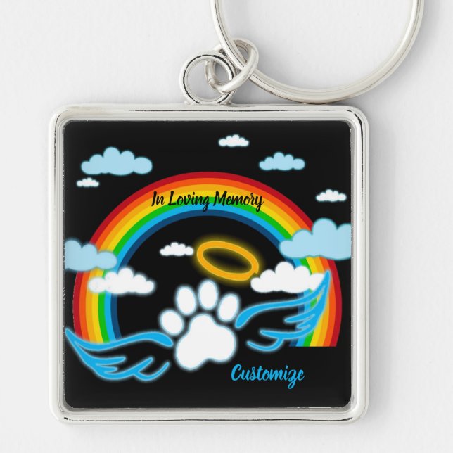 Angel Paws Rainbow Memorial Key Chain Schlüsselanhänger (Vorne)