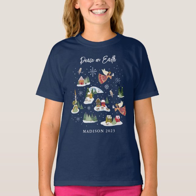 Angel Peace on Earth Christmas T-Shirt (Vorderseite)