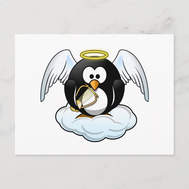 Angel Penguin auf einer Wolke Postkarte (Vorderseite)