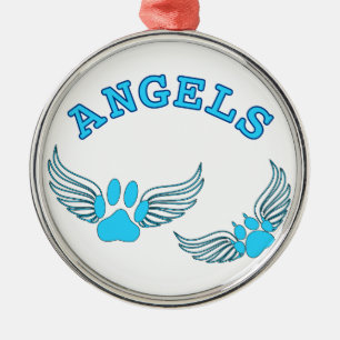 Angel Pet Paws In Blue Silbernes Ornament