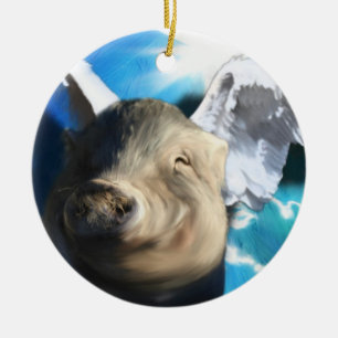 Angel Pig Keramikornament