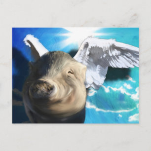 Angel Pig Postkarte