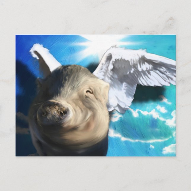 Angel Pig Postkarte (Vorderseite)