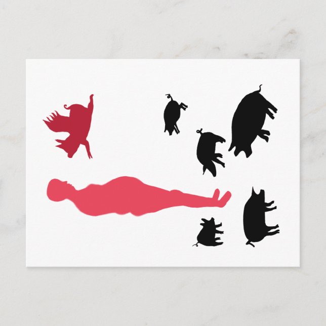 Angel Pigs Happy Meal Vegeterian Postkarte (Vorderseite)