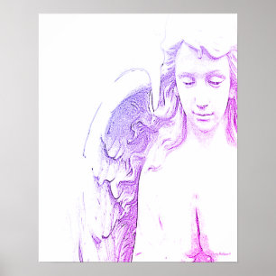 Angel Pink Lila Wings Ombre Wall Art Print Poster