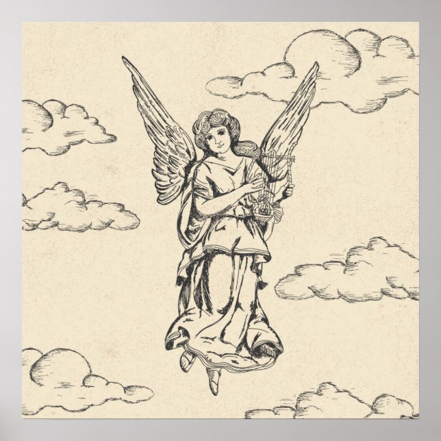 Angel Playing Harp Poster (Vorne)