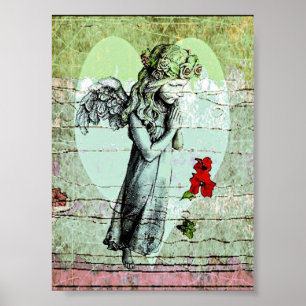 Angel Praing and Heart Poster