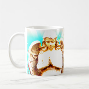 Angel Praying Aqua Blue Sky Spirituelle Kaffee Tas Kaffeetasse