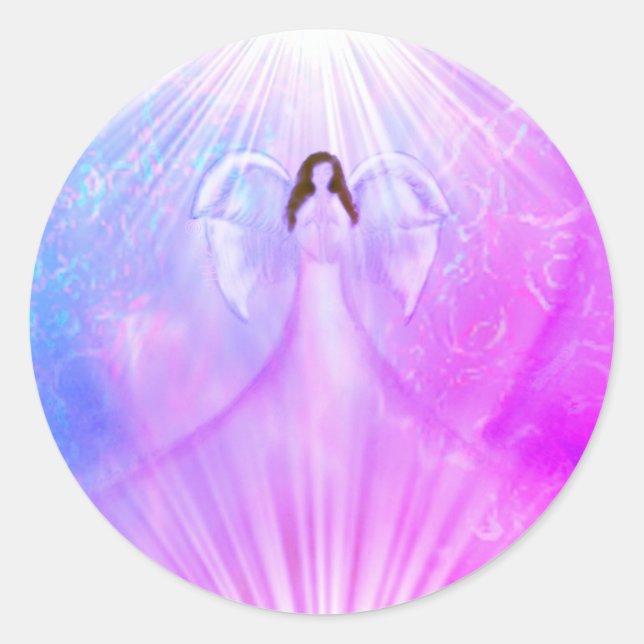 Angel Praying Heart Pink Lila Stickers (Vorderseite)