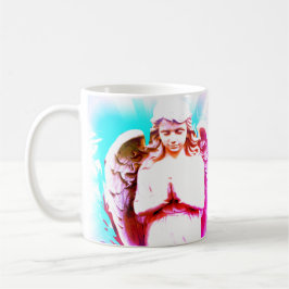 Angel Praying Pink Aqua Blue Sky Spiritual Kaffeetasse