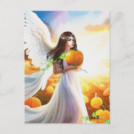 Angel Pumpkin Wings Herbst Schöne Fantasie Kunst Postkarte