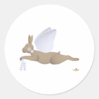 Angel Rabbit Brown Blue Rose