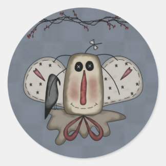 Angel Rag Doll & Crow Runder Aufkleber