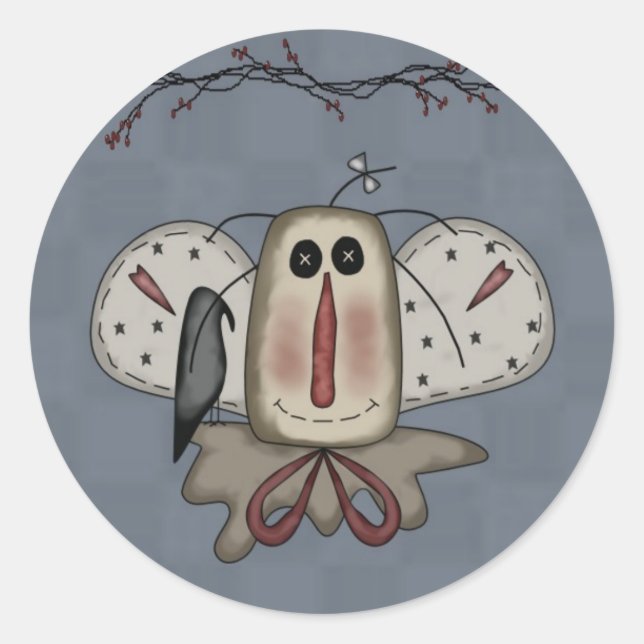 Angel Rag Doll & Crow Runder Aufkleber (Vorderseite)