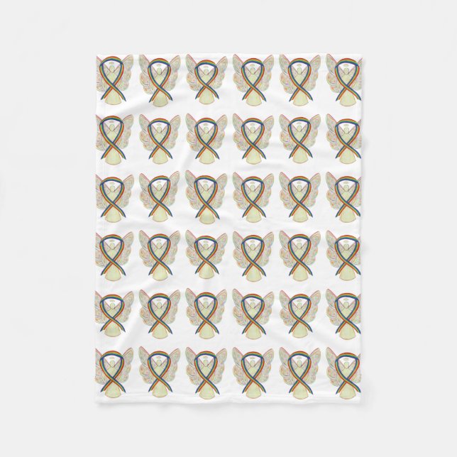 Angel Rainbow Awareness Ribbon Soft Blankes Fleecedecke (Vorderseite)