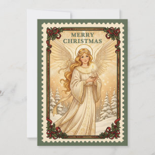 Angel Retro Postage Briefmarke Weihnachtskarte Feiertagskarte