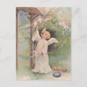 Angel Ringing Bell Osterfarbenes lackiertes Ei Feiertagspostkarte