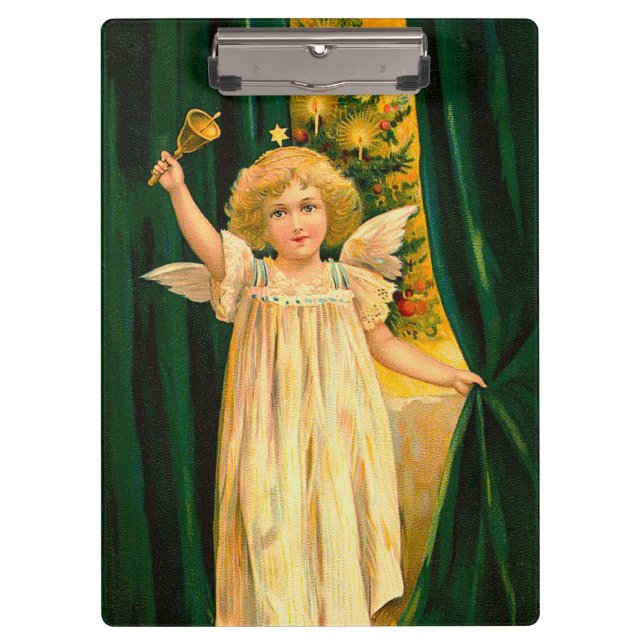 Angel ringing the bell for Christmas time Klemmbrett (Vorderseite)