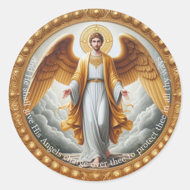Angel schützen runder aufkleber (Vorderseite)