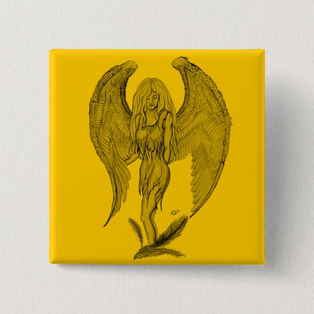Angel Schwarz-Gelb-Design Button (Vorderseite)