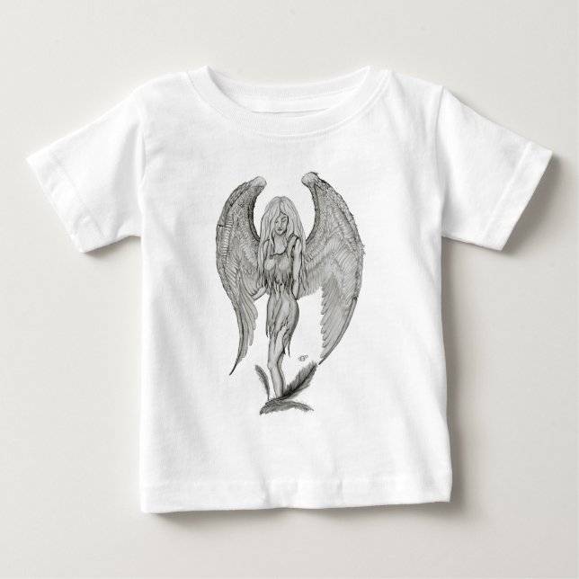 Angel, Schwarz und Weiß Baby T-shirt (Vorderseite)