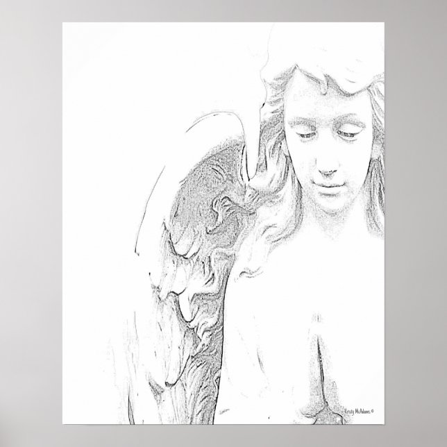 Angel Schwarz-weiß Wings Spirituelle Wall Art Poster (Vorne)
