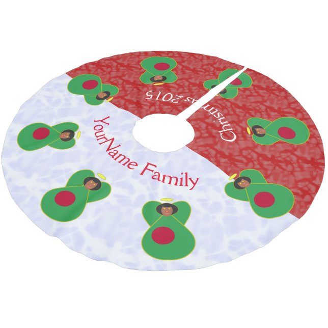 Angel Schwarzes Haar aus Bangladesch mit Fahne Polyester Weihnachtsbaumdecke (Schrägansicht)