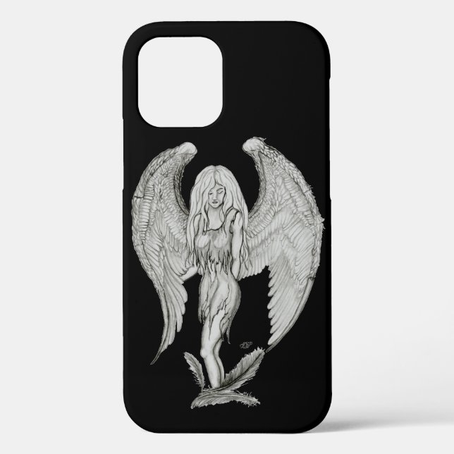 Angel - Schwarzweiß-Design Case-Mate iPhone Hülle (Rückseite)