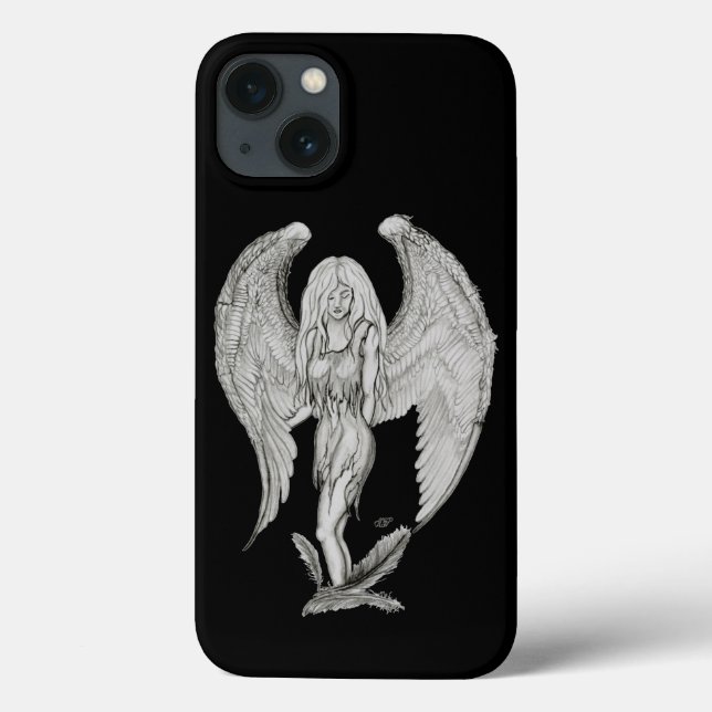Angel - Schwarzweiß-Design Case-Mate iPhone Hülle (Rückseite)