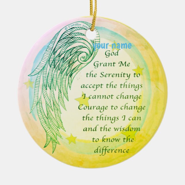 Angel Serenity Prayer Keramik Ornament (Vorne)