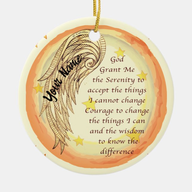 Angel Serenity Prayer Keramik Ornament (Vorne)