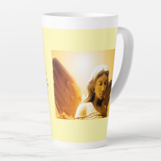 Angel Serenity Prayer Yellow Gold Orange Latte Mug Milchtasse (Rechte Ecke)