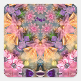 ANGEL ~ Shades Gelb, Lila, rosa, blau Quadratischer Aufkleber